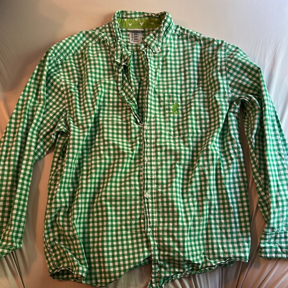 Disney Green and White Checkered Men's Shirt